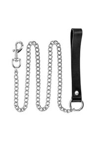 Поводок Fetish Tentation Premium Metal leash with cowhide leather wrist 115 см Sex Aura