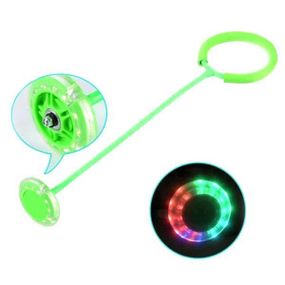 Скакалка на одну ногу зі роликом, що світиться (нейроскакалка) Sunroz з LED Зелена