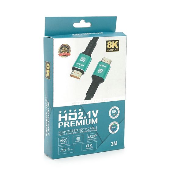 Кабель Merlion HDMI-HDMI 8K Ultra HD (7680x4320P), 3.0m, v2.1, круглый Black | Зображення 1
