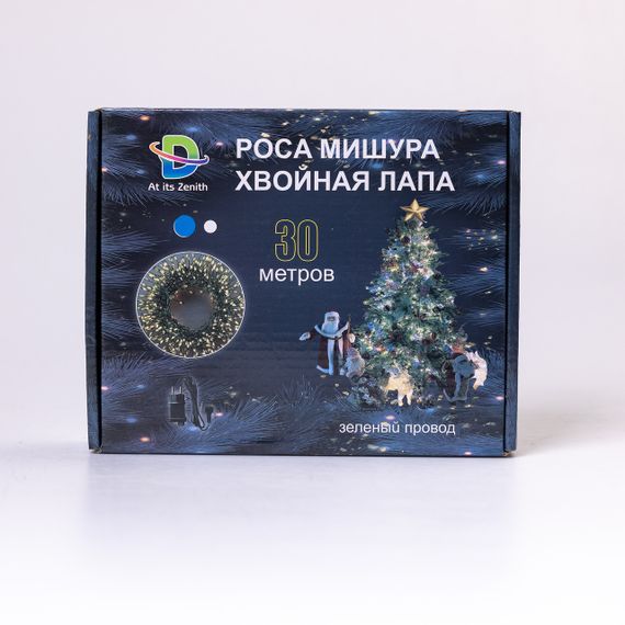 Гірлянда роса мішура 30 метрів хвойна лапа 640led світлодіодів зелений дріт біла | Зображення 5