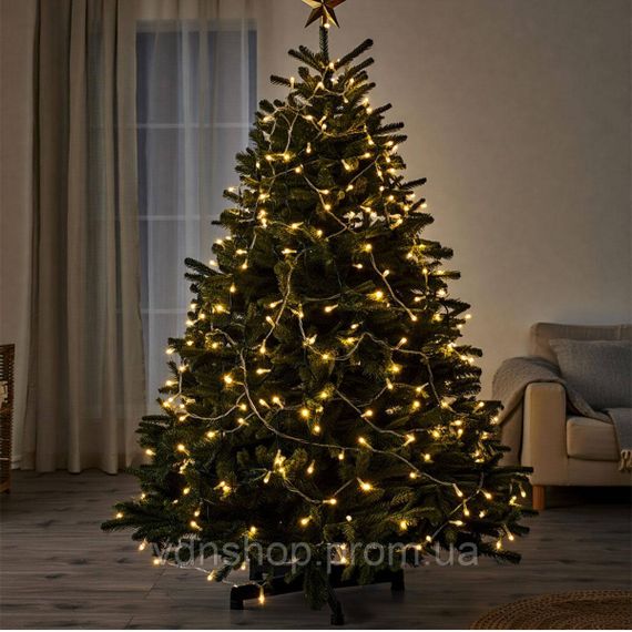 Новогодняя гирлянда комнатная нить 18 м 180 LED комнатная гирлянда белый провод Желтый свет W180LED18MWY | Зображення 4