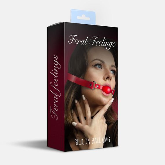 Кляп силіконовий Feral Feelings Silicon Ball Gag Red/Red, червоний ремінець, червона кулька sexstyle | Зображення 1