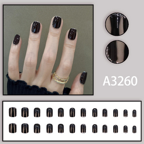 Накладные ногти с клеем A3260 Черный 24 шт (A9597)