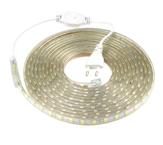 Гнучка світлодіодна стрічка 5050, 230 в, ip67, 2 м, холодний білий
