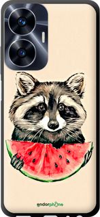 Чохол на Realme C55 Єнотик з кавуном "4605b-2992-2448"