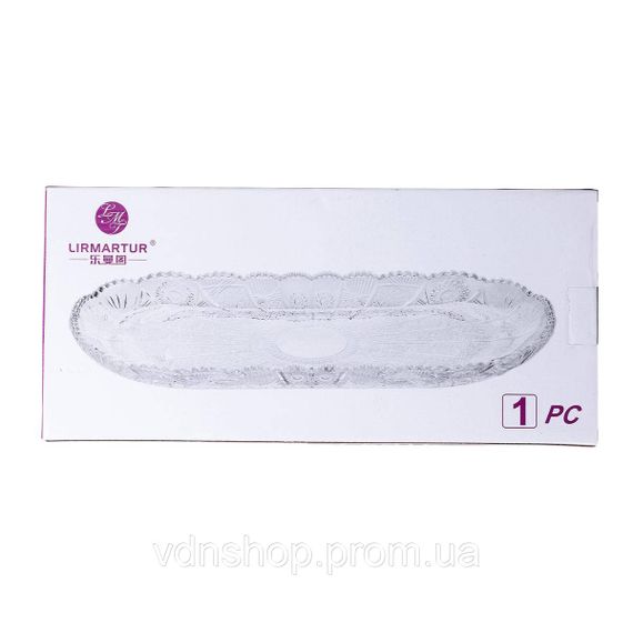 Сервировочное блюдо для подачи закусок 33.5х15х2 см стеклянное овальное HP-YH-25 | Зображення 5