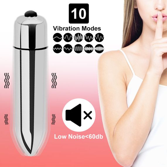 Компактний мінівібратор, ВіброПуля з 10 режимами вібрації срібло sexstyle | Зображення 4