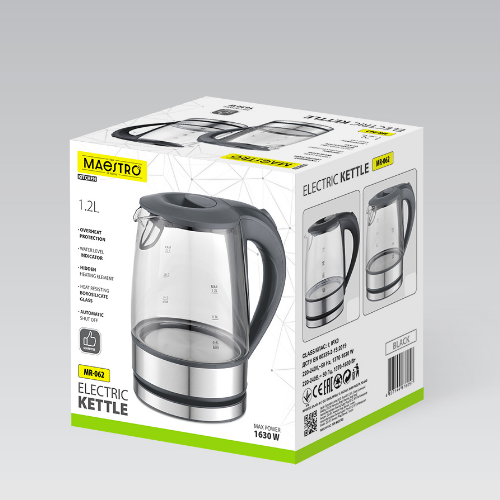 Електрочайник 1370-1630W скло MR-062-GREY Maestro | Зображення 2