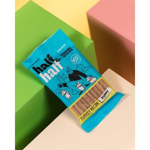 Ласощі для цуценят Half&Half у формі м'ясних паличок з індичкою, 100 г | Зображення 3