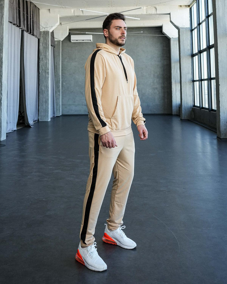 Костюм Лампас весна бежево-черный S L, бежево-черный