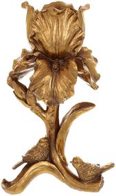 Интерьерный подсвечник Iris with Birds Gold 13х16х26см