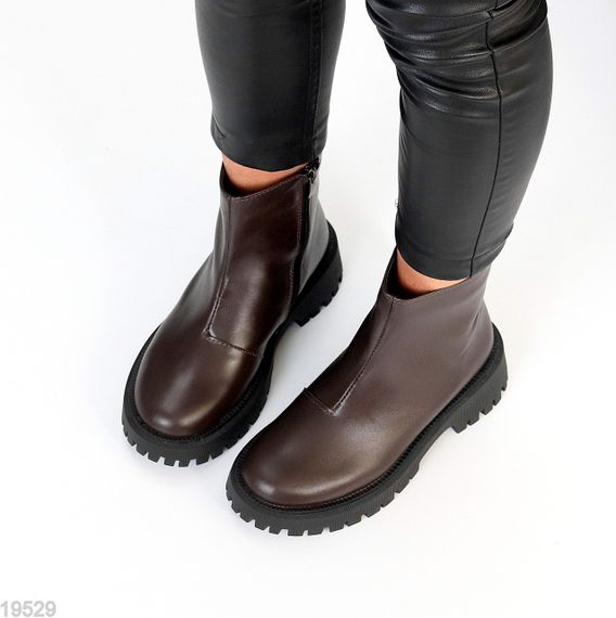 Практичні універсальні шкіряні черевики на флісі колір Шоколад | Зображення 7