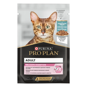 Вологий корм PRO PLAN Adult Delicate для дорослих котів із чутливим травленням, океанічна риба 86г