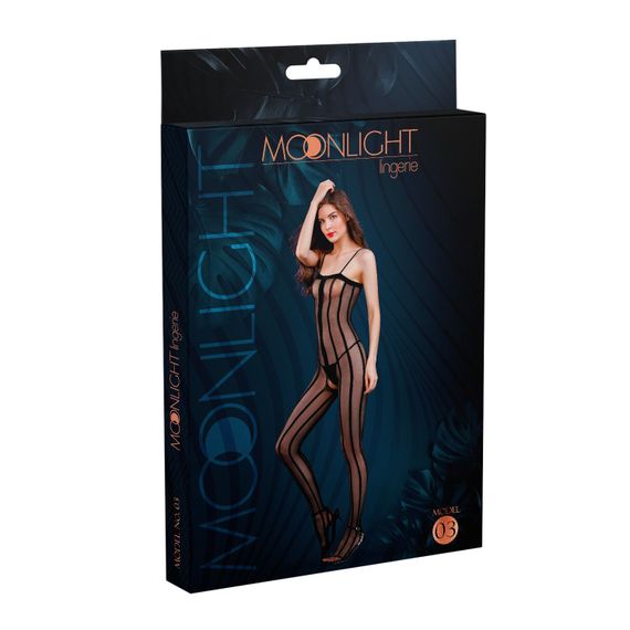 Прозорий бодістокінг Moonlight Model 03 XS-L Black, з доступом | Зображення 2
