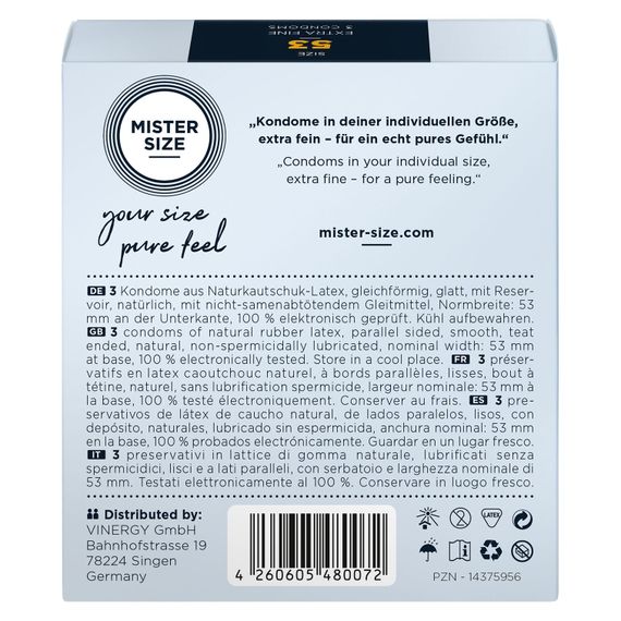 Розпродаж!!! Презервативи Mister Size - pure feel - 53 (3 шт) (термін 05.2026) | Зображення 2