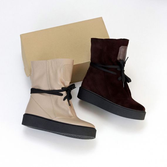 Дизайнерські зимові чорні високі черевики натуральна шкіра флотар | Зображення 8