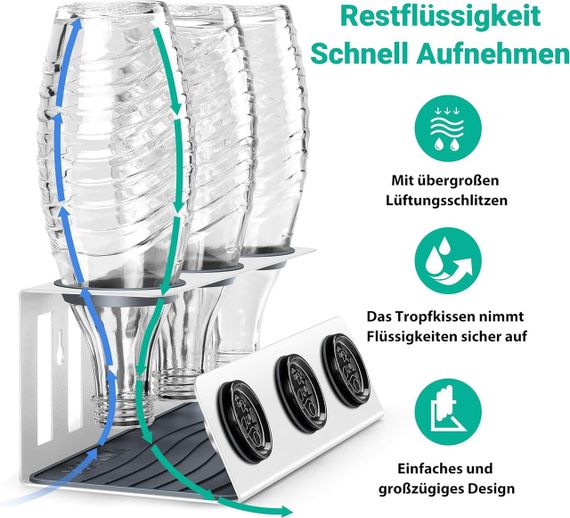 Подставка для сушки бутылок и крышек, держатель со съемным поддоном капель, для газированной воды SodaStream | Зображення 2