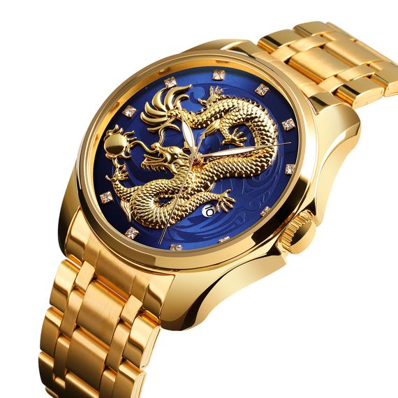Класичний чоловічий годинник Skmei 9193GDBU Gold-Blue | Зображення 1