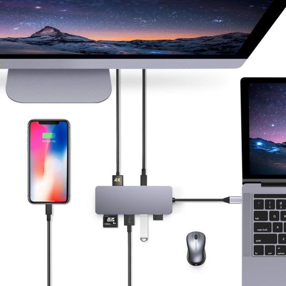 Хаб USB-C 4в1 концентратор HDMI 4K USB 3.0 кардридер SD/TF OTG адаптер док-станция для MacBook Samsung Huawei | Зображення 4