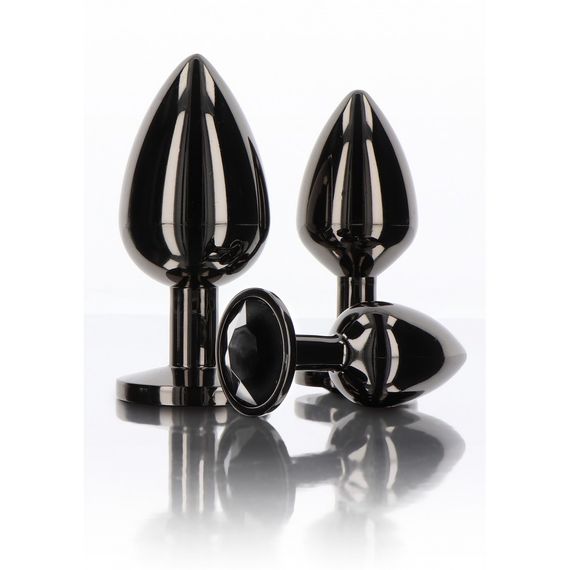 Анальна металева пробка M із чорним каменем Butt Plug With Diamond Jewel Taboom sexstyle | Зображення 8