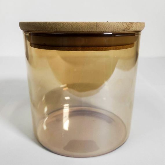 Ємність скляна з дерев'яною кришкою (кругла) бурштин VT-8005 Vittora 500 мл | Зображення 3