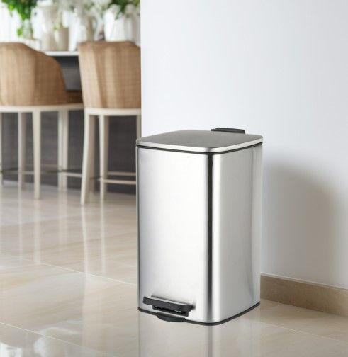 Відро для сміття Zerix Kubix-TC0108 SS Color з плавним закриттям, квадратне, 8 л, нержавійка (ZX5891) | Зображення 2