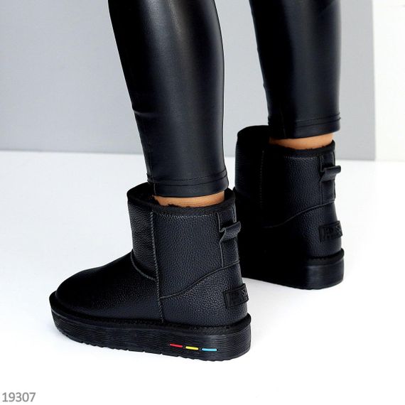 Молодежные черные низкие угги натуральная кожа флотар | Зображення 2