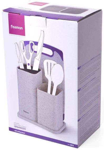 Підставка-колода Fissman White Marble для ножів 22х14х34.5см, подвійна з обробною дошкою | Зображення 3