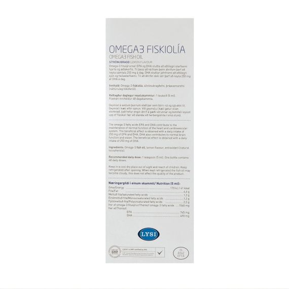 Омега-3, Риб&#39;ячий жир, Omega-3 Fish Oil, LYSI, жирні кислоти EPA/DHA, смак лимона, 240 мл | Зображення 1