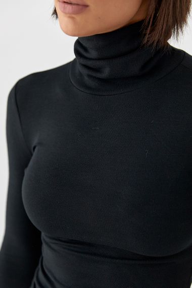 Однотонний гольф із високою горловиною - чорний цвет, L (є розміри) | Зображення 3