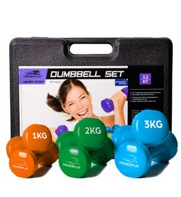 Набір гантелей в кейсі 12 кг. PowerPlay 4118 Fitness Dumbells (2шт.*1кг. 2шт.*2кг. 2шт.*3кг.)