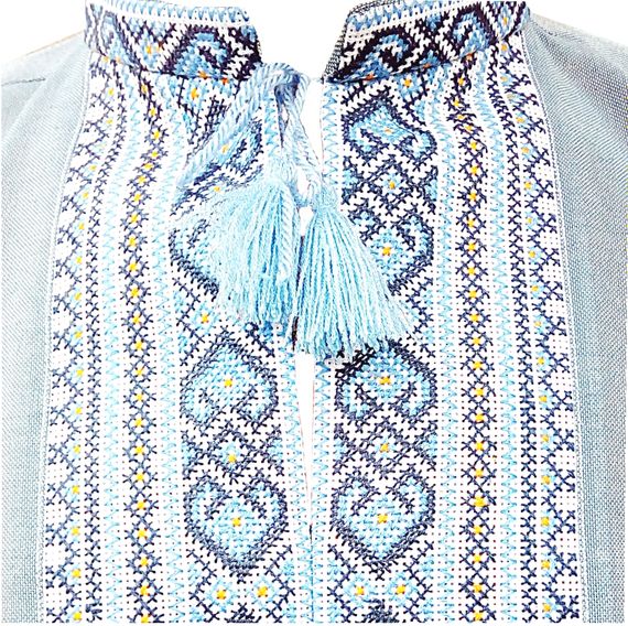 Рубашка Украинская вышиванка 1627 цвет синий размер XL/XXL | Зображення 2