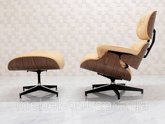 Дизайнерское кресло Eames Lounge Chair бежевый кожзам, дизайн Charles & Ray Eames | Зображення 7