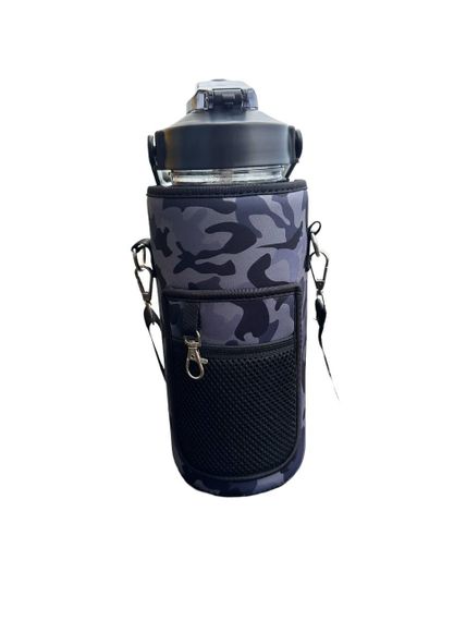 Спортивна пляшка для води 2000 мл у захисному чохлі. Чорна | Зображення 2