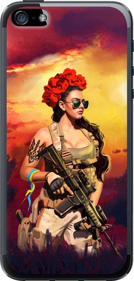 Чехол на iPhone 5s Украинка с оружием "5316u-21-17620"