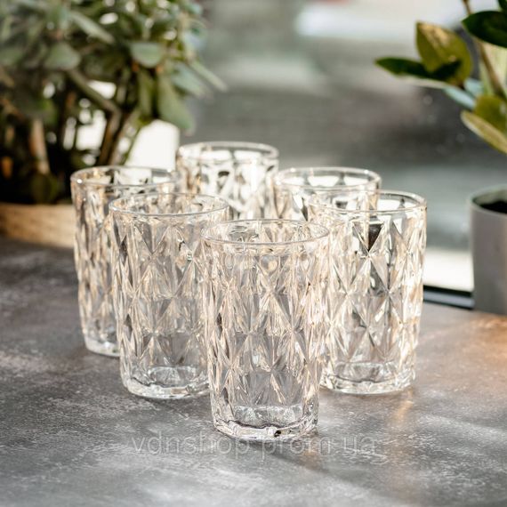 Набор фигурных стаканов 6 шт 300 мл стеклянные стаканы для коктейлей, холодных напитков HP-YH-14 | Зображення 2