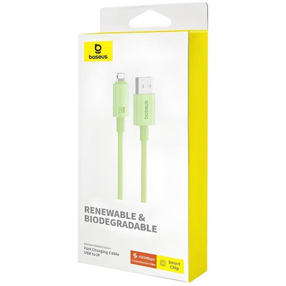Дата кабель Baseus Habitat Series Fast Charging USB to Lightning 2.4A (2m) (P10360200) Natural Green | Зображення 3