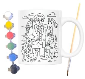 Набір для творчості кружка розмальовка Доктор Дуліттл (за мотивами книги Г'ю Лофтінг) 330 мл біла (КР0199)