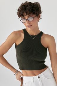 В'язана коротка майка в рубчик - хакі цвет, ONE SIZE (є розміри)