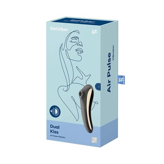 Вакуумний стимулятор з вібрацією Satisfyer Dual Kiss, Чорний | Зображення 4