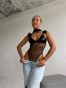 Сітчасте боді з пір’ям D&A, XL sexstyle