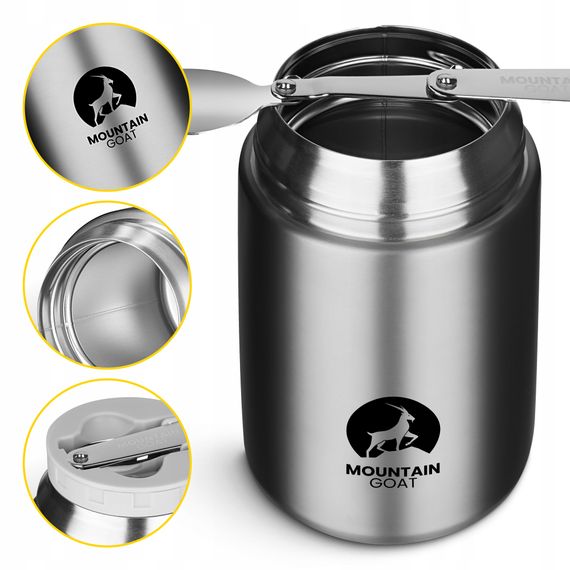 Термос для їжі Mountain Goat 0.72 л з ложкою Silver (P-5905973406970) | Зображення 4