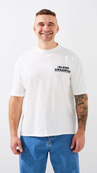 Футболка з принтом чоловіча GENUA G01222-0035 XL Молочний shop (2000999419065)