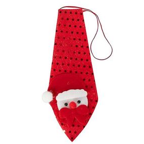 Новогодний галстук с фигуркой "Снеговик" HH-2(Red) на резинке