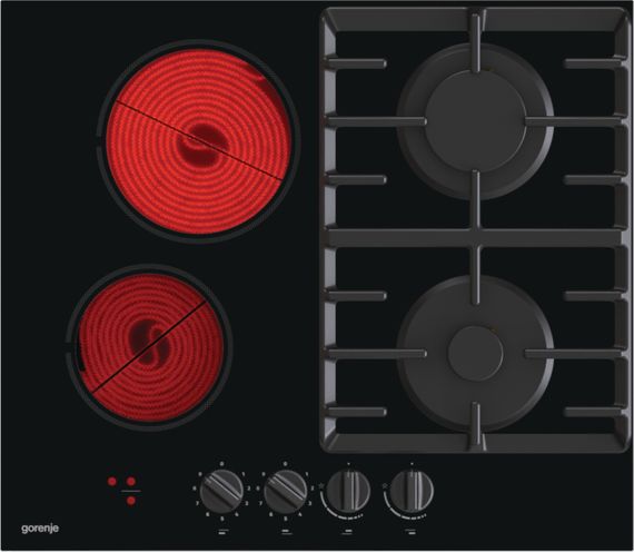 Варильна поверхня Gorenje комбінована (2 газ + 2 склокерам. ) GCE691BSC | Зображення 1