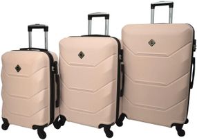 Набір валіз Bonro 2019 3 шт пластикові дорожні на колесах бежевий (42401076)
