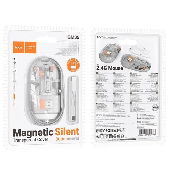 Миша бездротова Hoco GM35 General dual-mode silent White | Зображення 3