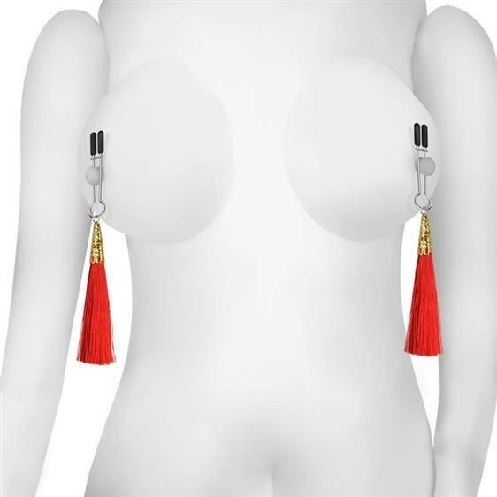Зажимы для сосков - Bondage Fetish Glamor Tassel Nipple Clamp Red sexstyle | Зображення 3