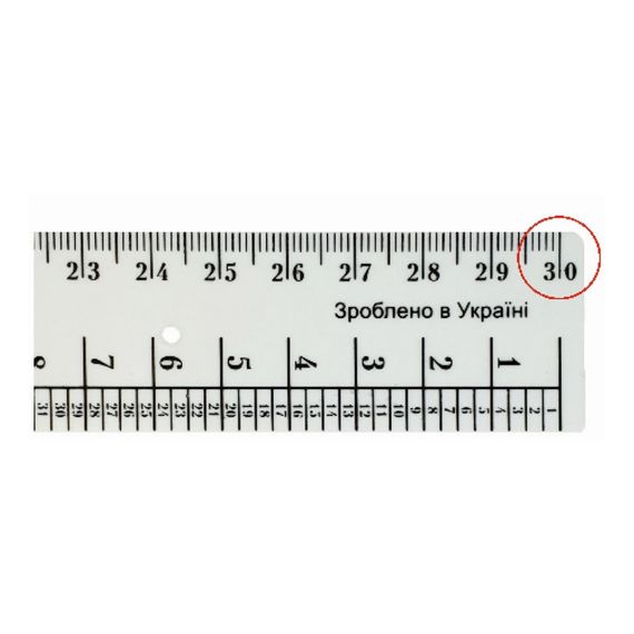Линейка Закройщика AS-0609, К-9050 цвет белый, пластиковая, 30 см | Зображення 1