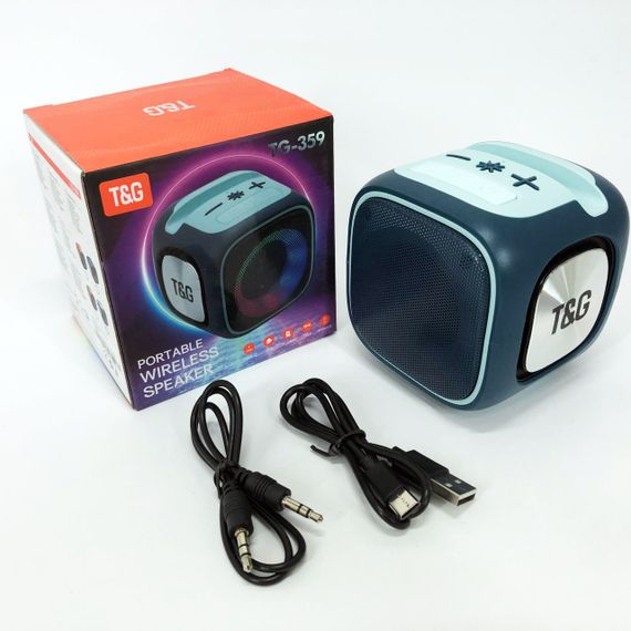 Портативна Bluetooth колонка TG359 7W з підсвічуванням RGB, акумуляторна колонка для музики. Колір: синій | Зображення 5
